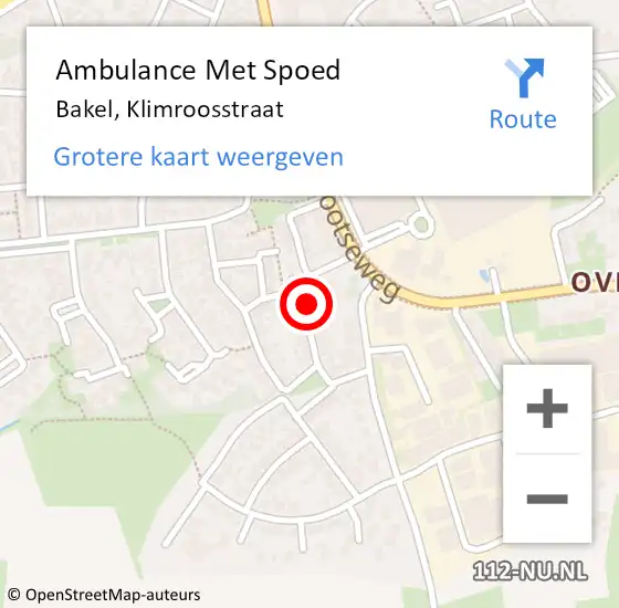 Locatie op kaart van de 112 melding: Ambulance Met Spoed Naar Bakel, Klimroosstraat op 5 november 2016 17:42