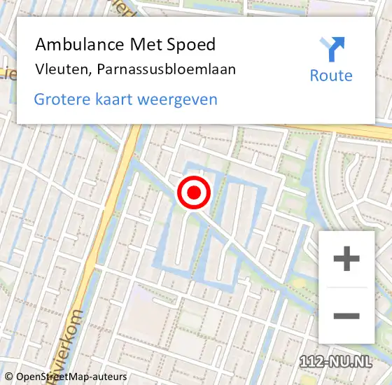 Locatie op kaart van de 112 melding: Ambulance Met Spoed Naar Vleuten, Parnassusbloemlaan op 5 november 2016 17:57