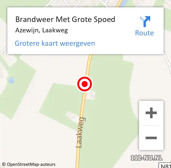 Locatie op kaart van de 112 melding: Brandweer Met Grote Spoed Naar Azewijn, Laakweg op 5 november 2016 19:16