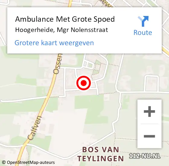 Locatie op kaart van de 112 melding: Ambulance Met Grote Spoed Naar Hoogerheide, Mgr Nolensstraat op 5 november 2016 19:21