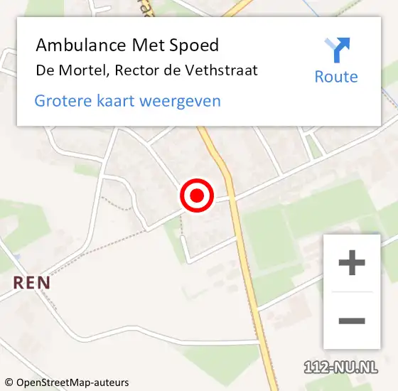 Locatie op kaart van de 112 melding: Ambulance Met Spoed Naar De Mortel, Rector de Vethstraat op 5 november 2016 19:33