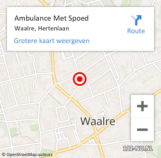 Locatie op kaart van de 112 melding: Ambulance Met Spoed Naar Waalre, Hertenlaan op 5 november 2016 20:12