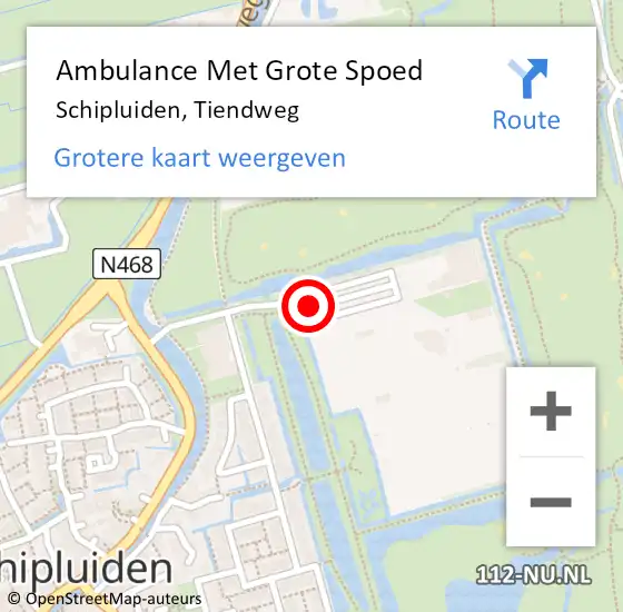 Locatie op kaart van de 112 melding: Ambulance Met Grote Spoed Naar Schipluiden, Tiendweg op 5 november 2016 21:39