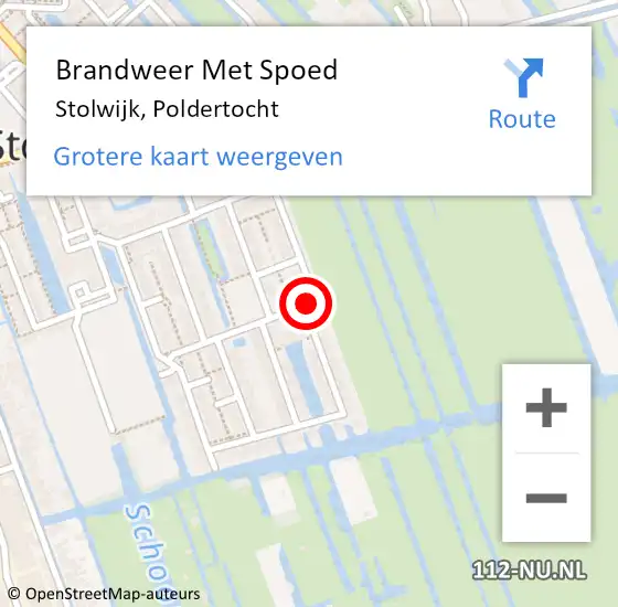 Locatie op kaart van de 112 melding: Brandweer Met Spoed Naar Stolwijk, Poldertocht op 1 januari 2014 00:24