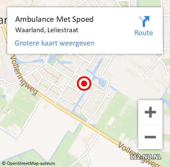 Locatie op kaart van de 112 melding: Ambulance Met Spoed Naar Waarland, Leliestraat op 5 november 2016 23:23