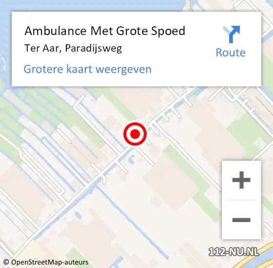 Locatie op kaart van de 112 melding: Ambulance Met Grote Spoed Naar Ter Aar, Paradijsweg op 5 november 2016 23:31