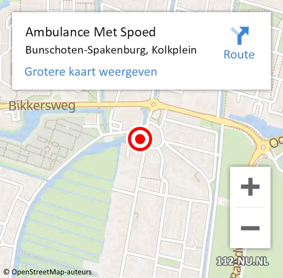 Locatie op kaart van de 112 melding: Ambulance Met Spoed Naar Bunschoten-Spakenburg, Kolkplein op 5 november 2016 23:50