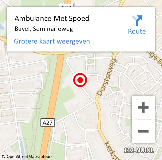 Locatie op kaart van de 112 melding: Ambulance Met Spoed Naar Bavel, Seminarieweg op 6 november 2016 00:05