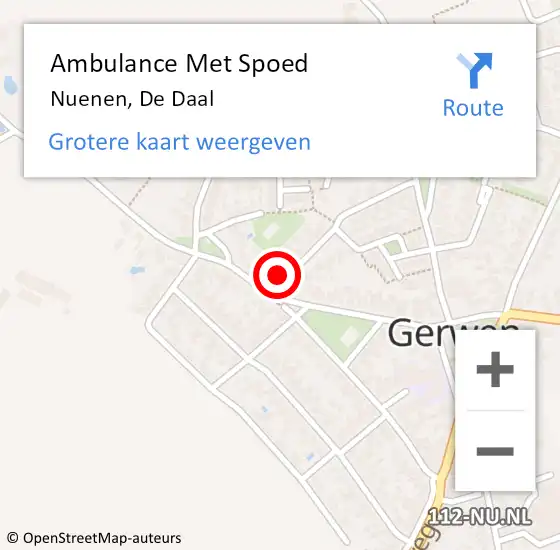 Locatie op kaart van de 112 melding: Ambulance Met Spoed Naar Nuenen, De Daal op 6 november 2016 00:31