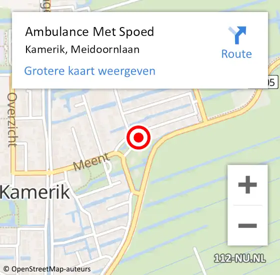 Locatie op kaart van de 112 melding: Ambulance Met Spoed Naar Kamerik, Meidoornlaan op 6 november 2016 00:47