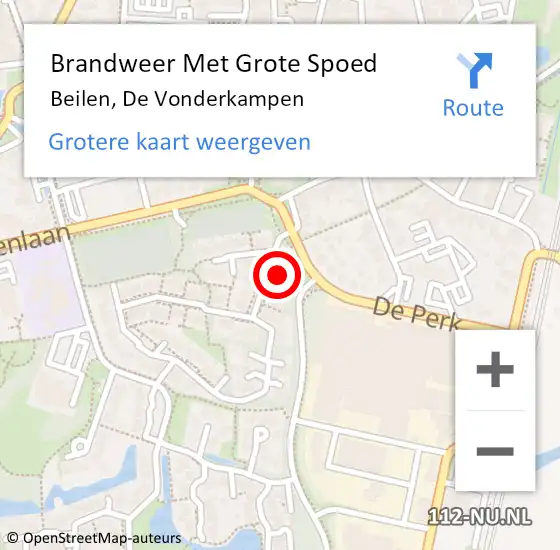 Locatie op kaart van de 112 melding: Brandweer Met Grote Spoed Naar Beilen, De Vonderkampen op 6 november 2016 01:32