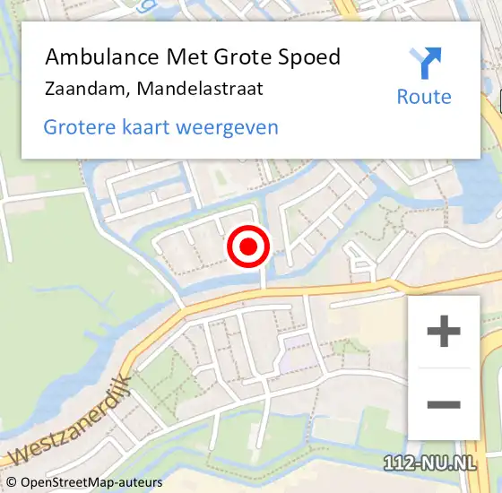 Locatie op kaart van de 112 melding: Ambulance Met Grote Spoed Naar Zaandam, Mandelastraat op 6 november 2016 01:47