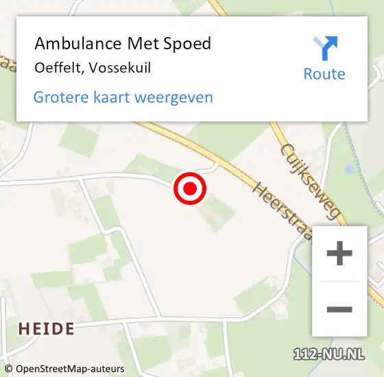 Locatie op kaart van de 112 melding: Ambulance Met Spoed Naar Oeffelt, Vossekuil op 6 november 2016 01:52