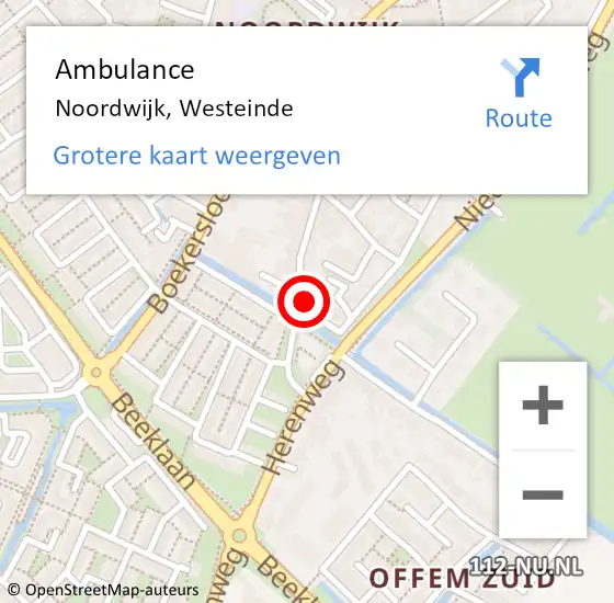 Locatie op kaart van de 112 melding: Ambulance Noordwijk, Westeinde op 6 november 2016 03:34