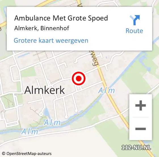 Locatie op kaart van de 112 melding: Ambulance Met Grote Spoed Naar Almkerk, Binnenhof op 6 november 2016 03:45