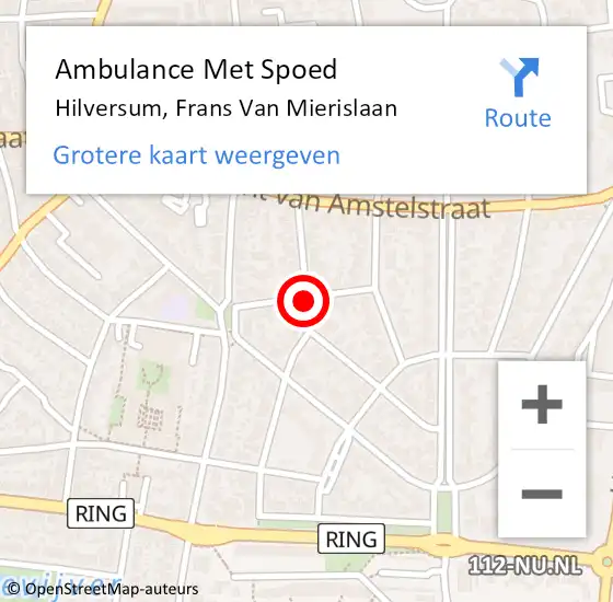 Locatie op kaart van de 112 melding: Ambulance Met Spoed Naar Hilversum, Frans Van Mierislaan op 1 januari 2014 00:29