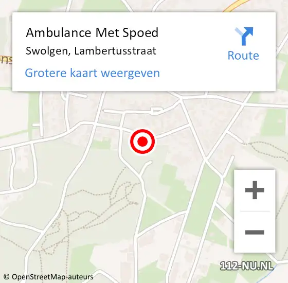 Locatie op kaart van de 112 melding: Ambulance Met Spoed Naar Swolgen, Lambertusstraat op 6 november 2016 05:09
