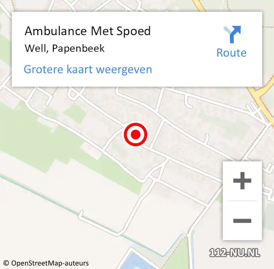 Locatie op kaart van de 112 melding: Ambulance Met Spoed Naar Well, Papenbeek op 6 november 2016 06:25