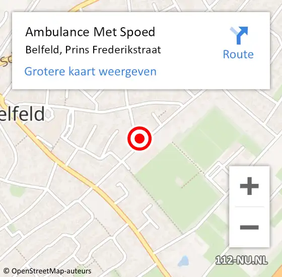 Locatie op kaart van de 112 melding: Ambulance Met Spoed Naar Belfeld, Prins Frederikstraat op 6 november 2016 07:55