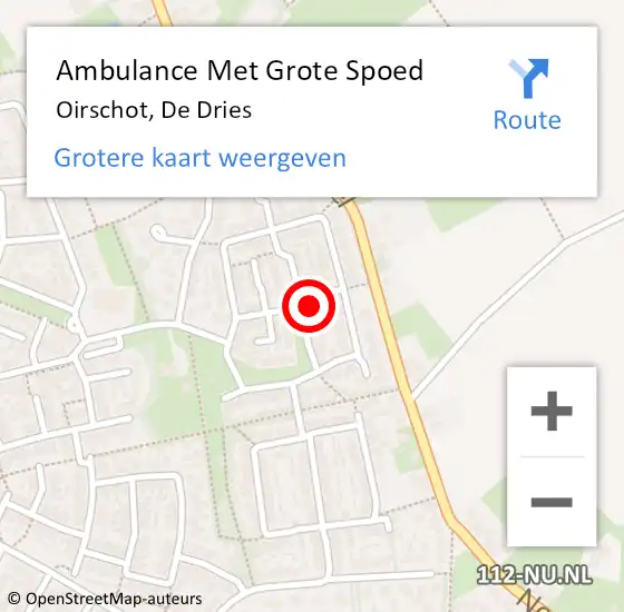 Locatie op kaart van de 112 melding: Ambulance Met Grote Spoed Naar Oirschot, De Dries op 6 november 2016 08:31