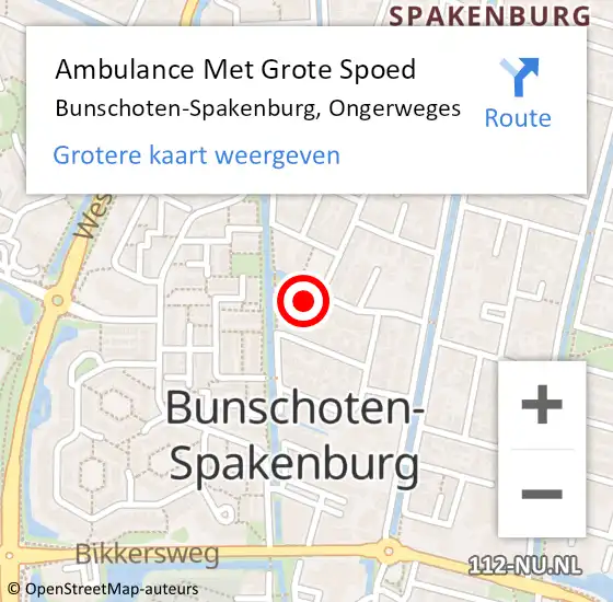 Locatie op kaart van de 112 melding: Ambulance Met Grote Spoed Naar Bunschoten-Spakenburg, Ongerweges op 6 november 2016 08:35