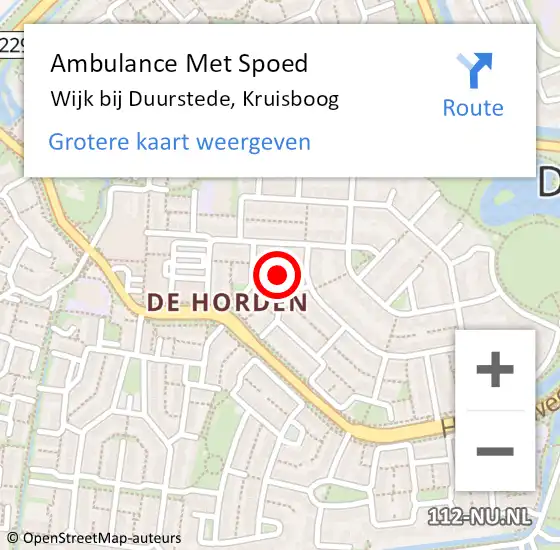 Locatie op kaart van de 112 melding: Ambulance Met Spoed Naar Wijk bij Duurstede, Kruisboog op 6 november 2016 08:50