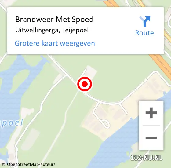 Locatie op kaart van de 112 melding: Brandweer Met Spoed Naar Uitwellingerga, Leijepoel op 6 november 2016 08:52