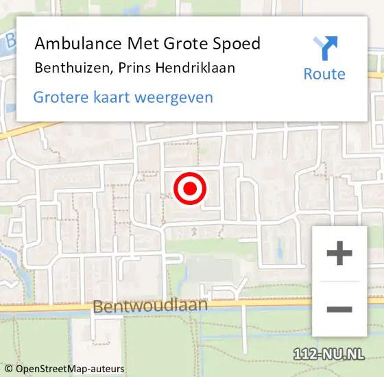 Locatie op kaart van de 112 melding: Ambulance Met Grote Spoed Naar Benthuizen, Prins Hendriklaan op 6 november 2016 08:54