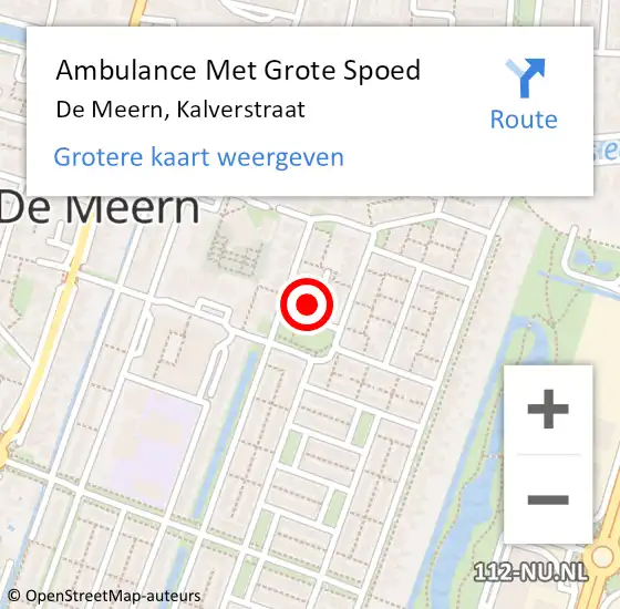 Locatie op kaart van de 112 melding: Ambulance Met Grote Spoed Naar De Meern, Kalverstraat op 6 november 2016 09:32