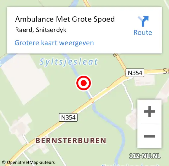 Locatie op kaart van de 112 melding: Ambulance Met Grote Spoed Naar Raerd, Snitserdyk op 6 november 2016 10:55