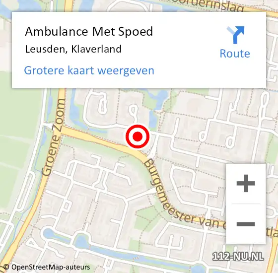 Locatie op kaart van de 112 melding: Ambulance Met Spoed Naar Leusden, Klaverland op 6 november 2016 11:34