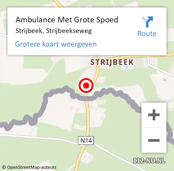 Locatie op kaart van de 112 melding: Ambulance Met Grote Spoed Naar Strijbeek, Strijbeekseweg op 6 november 2016 11:42