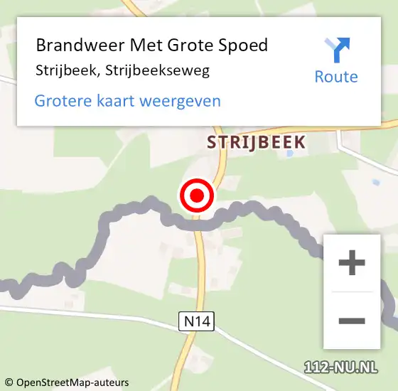 Locatie op kaart van de 112 melding: Brandweer Met Grote Spoed Naar Strijbeek, Strijbeekseweg op 6 november 2016 11:43