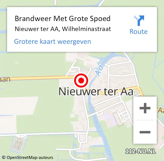 Locatie op kaart van de 112 melding: Brandweer Met Grote Spoed Naar Nieuwer ter AA, Wilhelminastraat op 6 november 2016 12:13