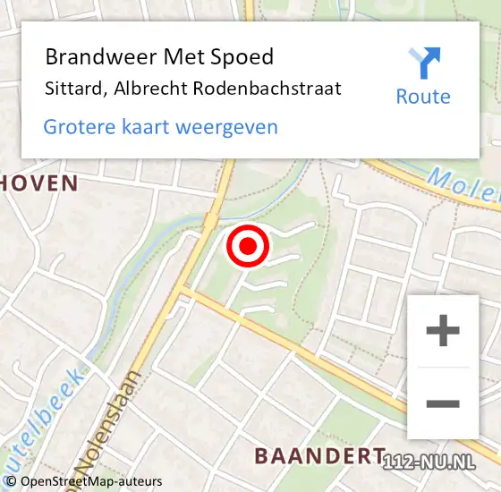 Locatie op kaart van de 112 melding: Brandweer Met Spoed Naar Sittard, Albrecht Rodenbachstraat op 6 november 2016 12:30