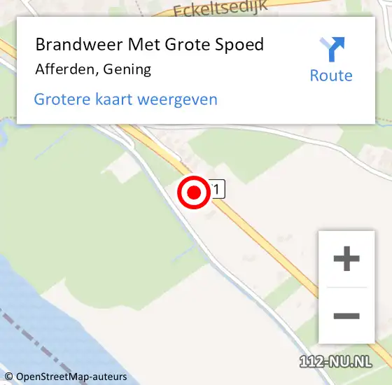 Locatie op kaart van de 112 melding: Brandweer Met Grote Spoed Naar Afferden, Gening op 6 november 2016 12:59