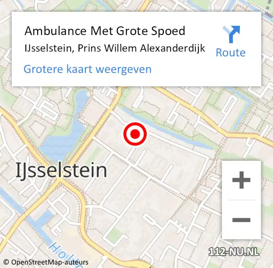 Locatie op kaart van de 112 melding: Ambulance Met Grote Spoed Naar IJsselstein, Prins Willem Alexanderdijk op 6 november 2016 13:35