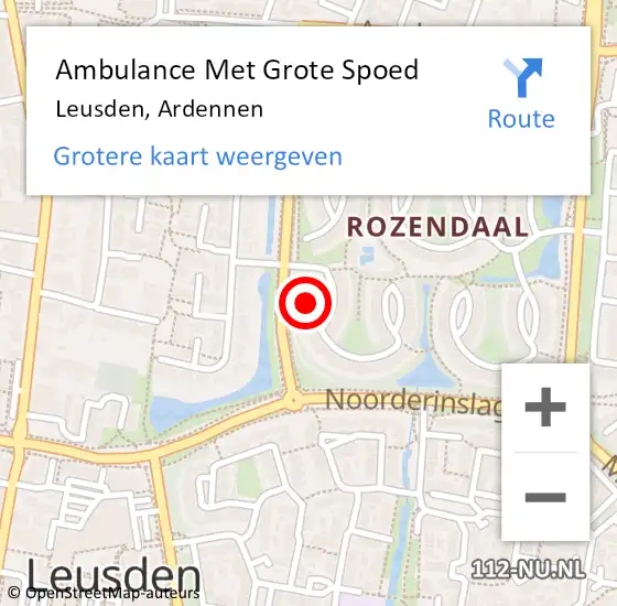 Locatie op kaart van de 112 melding: Ambulance Met Grote Spoed Naar Leusden, Ardennen op 6 november 2016 13:39