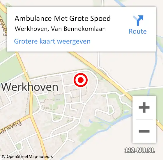 Locatie op kaart van de 112 melding: Ambulance Met Grote Spoed Naar Werkhoven, Van Bennekomlaan op 6 november 2016 14:42