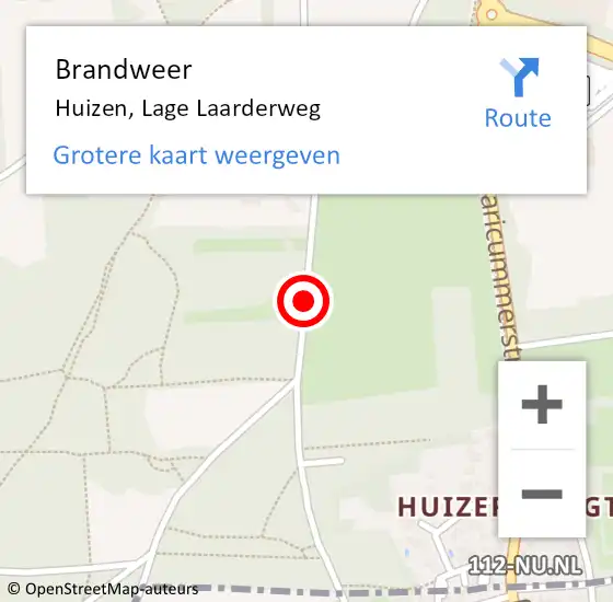 Locatie op kaart van de 112 melding: Brandweer Huizen, Lage Laarderweg op 6 november 2016 15:41