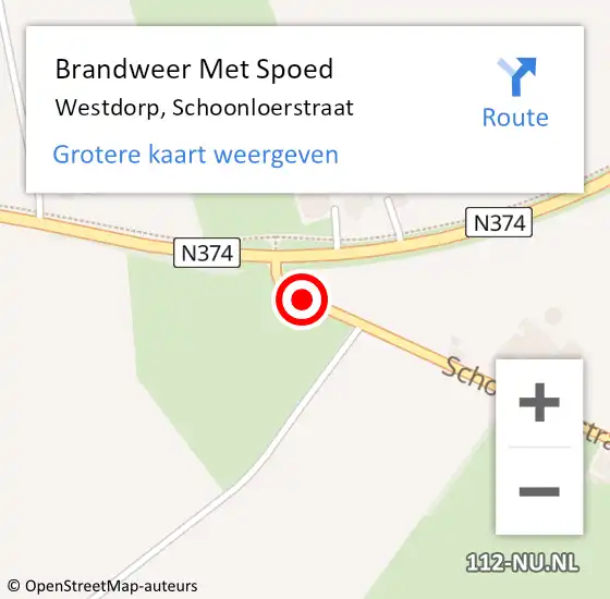 Locatie op kaart van de 112 melding: Brandweer Met Spoed Naar Westdorp, Schoonloerstraat op 6 november 2016 15:50