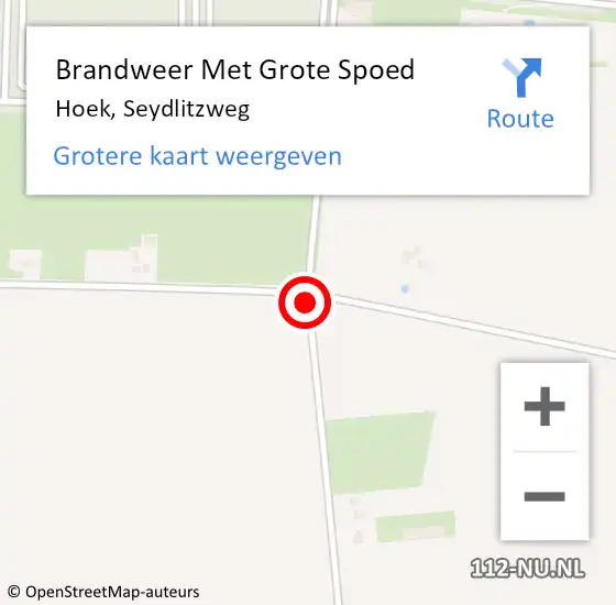 Locatie op kaart van de 112 melding: Brandweer Met Grote Spoed Naar Hoek, Seydlitzweg op 1 januari 2014 00:42