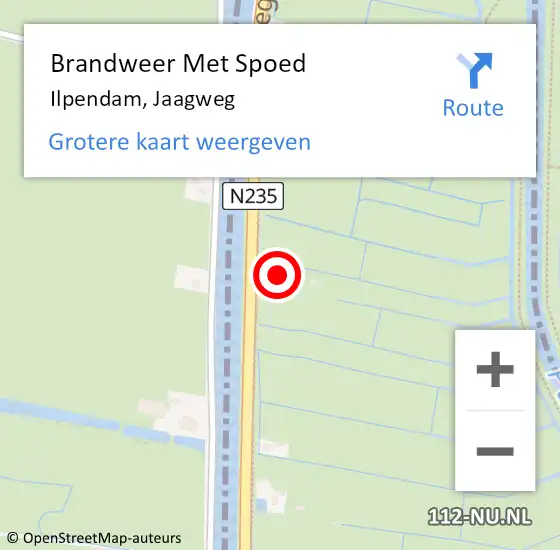 Locatie op kaart van de 112 melding: Brandweer Met Spoed Naar Ilpendam, Jaagweg op 6 november 2016 16:47