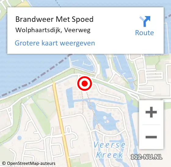 Locatie op kaart van de 112 melding: Brandweer Met Spoed Naar Wolphaartsdijk, Veerweg op 6 november 2016 17:12