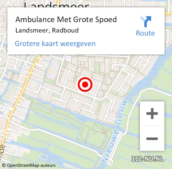 Locatie op kaart van de 112 melding: Ambulance Met Grote Spoed Naar Landsmeer, Radboud op 6 november 2016 17:20