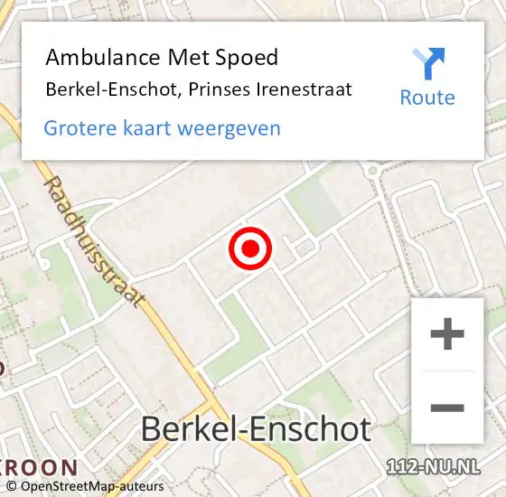 Locatie op kaart van de 112 melding: Ambulance Met Spoed Naar Berkel-Enschot, Prinses Irenestraat op 6 november 2016 18:38