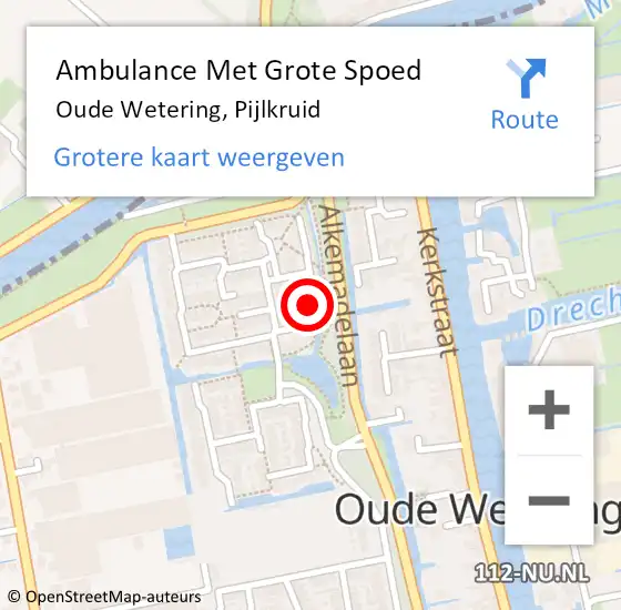 Locatie op kaart van de 112 melding: Ambulance Met Grote Spoed Naar Oude Wetering, Pijlkruid op 6 november 2016 19:10