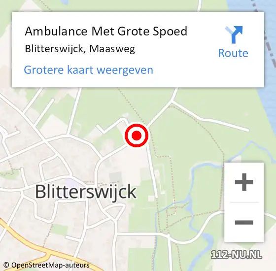 Locatie op kaart van de 112 melding: Ambulance Met Grote Spoed Naar Blitterswijck, Maasweg op 6 november 2016 19:24