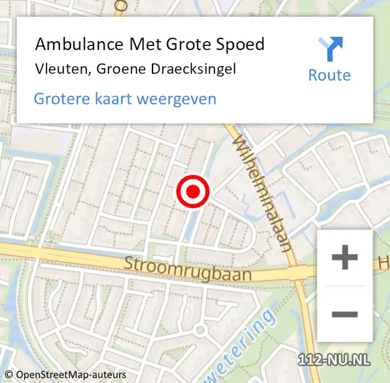Locatie op kaart van de 112 melding: Ambulance Met Grote Spoed Naar Vleuten, Groene Draecksingel op 6 november 2016 19:55