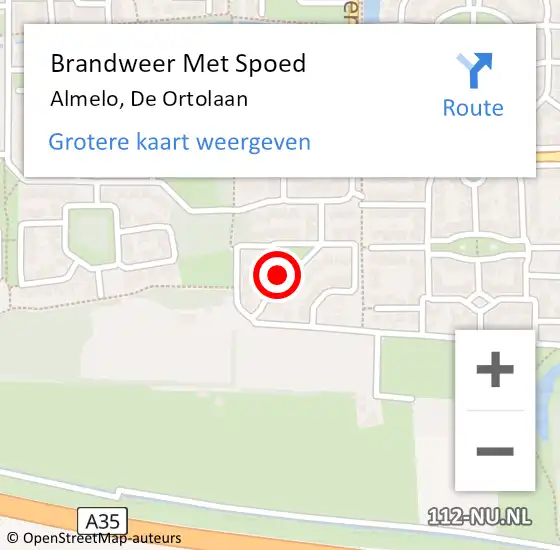 Locatie op kaart van de 112 melding: Brandweer Met Spoed Naar Almelo, De Ortolaan op 1 januari 2014 00:48